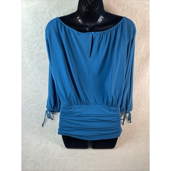 Worthington Women's Peacock Blue Stretch Blouse Size Medium - Picture 3 of 5